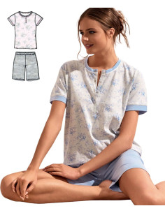 Pigiama donna a manica corta in jersey di cotone Infiore Nuvola NVL654198
