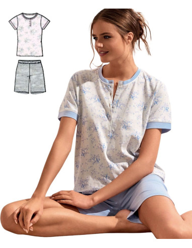 Pigiama donna a manica corta in jersey di cotone Infiore Nuvola NVL654198