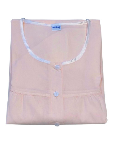 Camicia da notte manica corta donna in battista di cotone Mida C9130