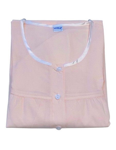 Camicia da notte manica corta donna in battista di cotone Mida C9130