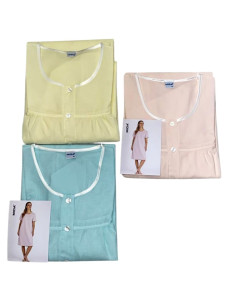 Camicia da notte manica corta donna in battista di cotone Mida C9130 2