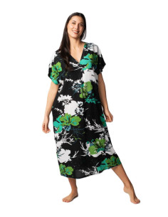 Woman dress with short sleeves in patterned viscose Marila Diletta
