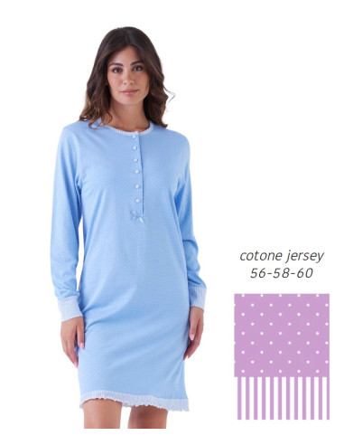 Women's calibrated long sleeves cotton jersey nightdress Karelpiu' KE0087