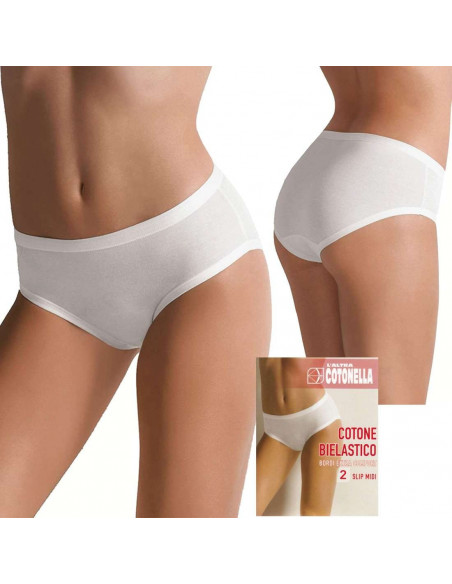 Gruppo 3 slip donna midi in cotone elasticizzato Cotonella 3363