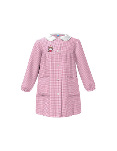 Girl smock for asylum Siggi Happy School 33GR4330 Squared White/Pink