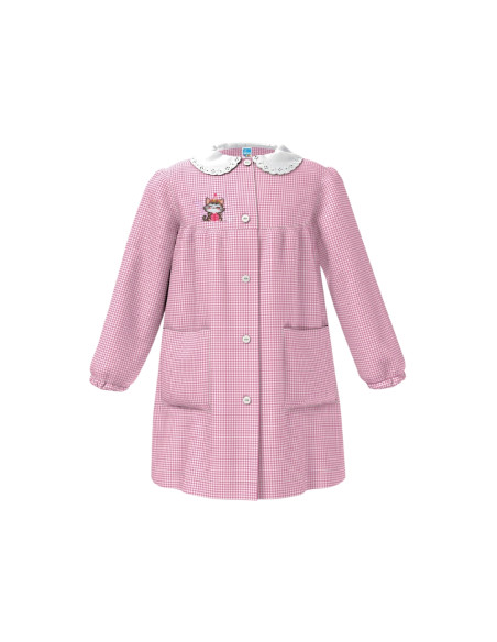 Grembiule asilo bambina Siggi Happy School 33GR4330 Quadri Bianco/Rosa