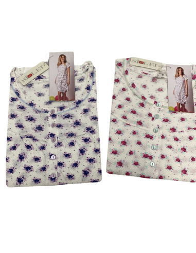 Woman half sleeves calibrated cotton jersey nightdress SieLei PN26
