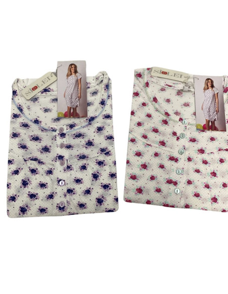 Camicia da notte donna calibrata a manica corta in cotone SieLei PN26