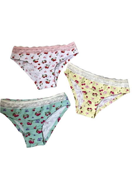 Gruppo 3 slip donna moda in cotone elasticizzato Jadea 6622