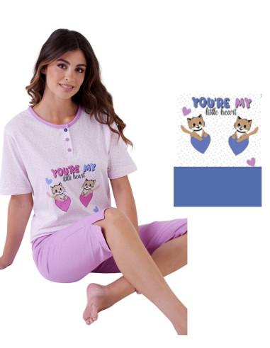 Pigiama donna a manica corta e pinocchietto in cotone Karelpiu' KE0143