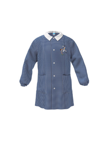 Grembiule scuola bambino Siggi 33GR4403 Quadretti Blu/Bianco ricamo calciatore