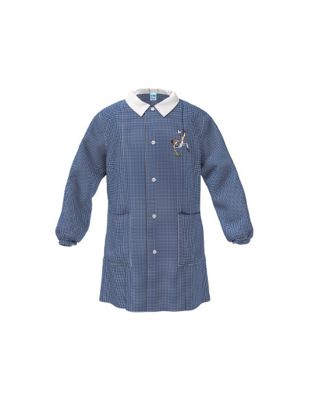 Grembiule scuola bambino Siggi 33GR4403 Quadretti Blu/Bianco ricamo calciatore