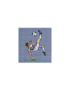 Grembiule scuola bambino Siggi 33GR4403 Quadretti Blu/Bianco ricamo calciatore 2