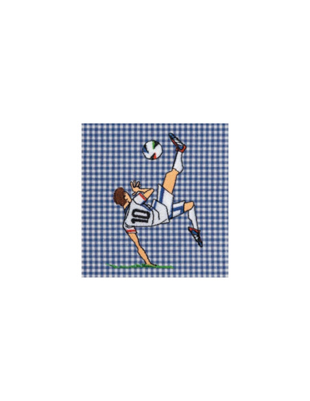 Grembiule scuola bambino Siggi 33GR4403 Quadretti Blu/Bianco ricamo calciatore
