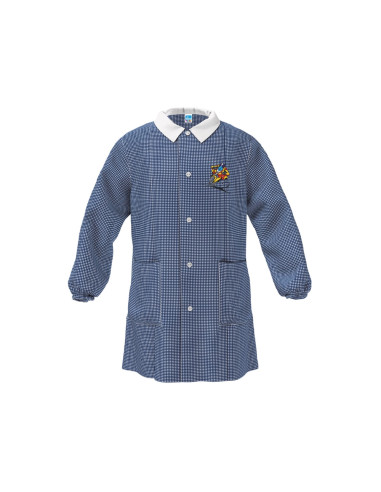 Grembiule scuola bambino Siggi 33GR4404 Quadretti Blu/Bianco ricamo moto
