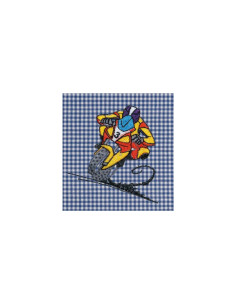 Grembiule scuola bambino Siggi 33GR4404 Quadretti Blu/Bianco ricamo moto 2
