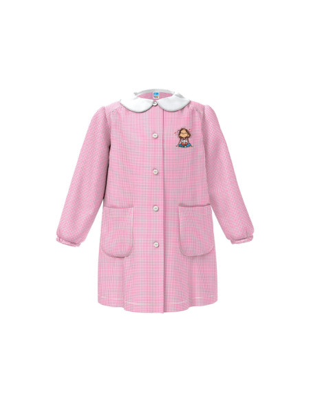Grembiule asilo bambina Siggi 33GR4333 Quadretti Rosa/Bianco ricamo bimba