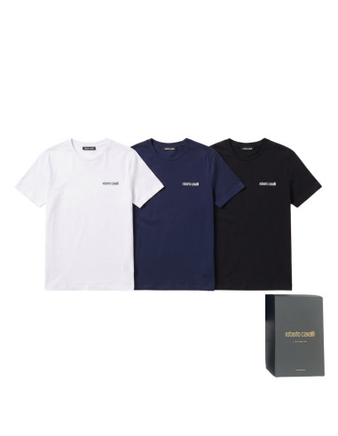 Gruppo 2 t-shirt uomo girocollo in cotone elasticizzato Roberto Cavalli WSO00E