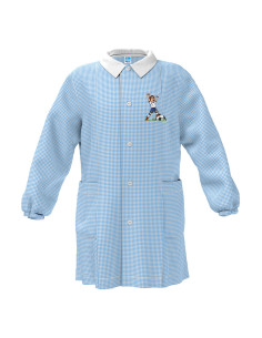 Grembiule asilo bambino Siggi Happy School 47GR4363 Quadri Bianco/Azzurro
