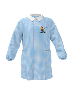 Grembiule asilo bambino Siggi Happy School 33GR4342 Quadri Bianco/Azzurro pompiere