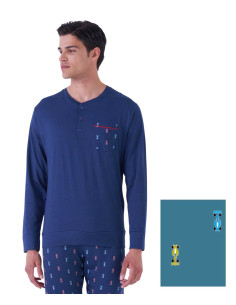 Men's long sleeves cotton jersey pajamas Karelpiu' KE0250