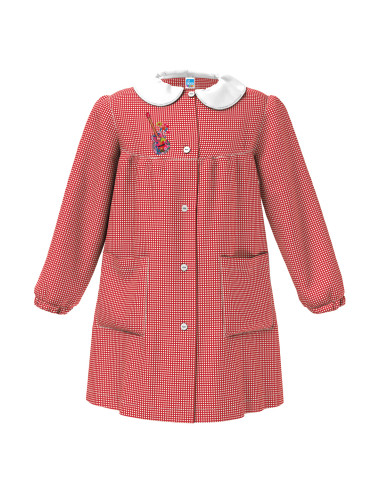 Grembiule scuola bambina Siggi Happy School 33GR4378 Quadretti Rosso/Bianco