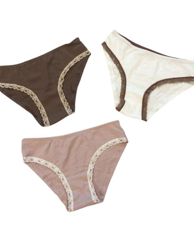 Gruppo 3 slip donna moda in cotone elasticizzato Jadea 6660