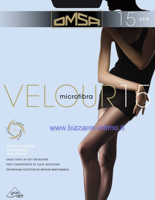 2 Collant donna Omsa 15 denari in microfibra velata tutto nudo art Velour 15