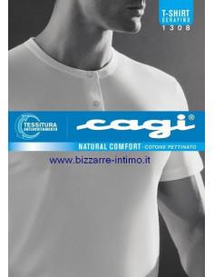 T-shirt uomo a serafino in cotone Cagi 1308