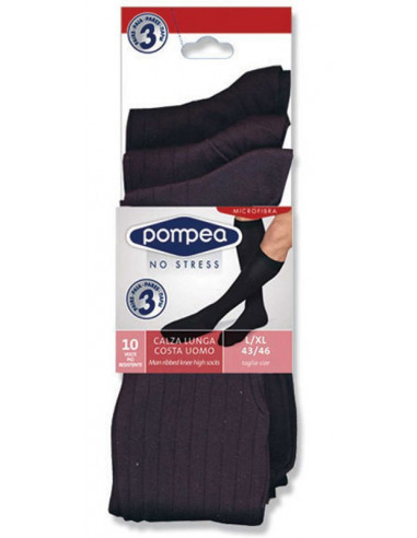 Group 3 pairs LONG RIBBED microfiber socks Pompea Coste L