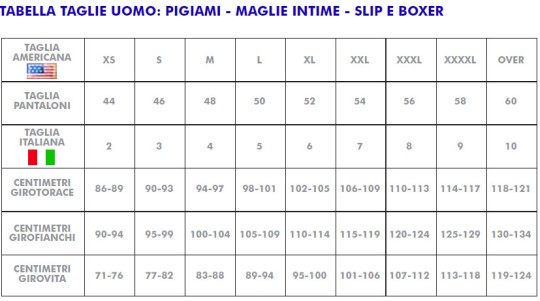 taglie uomo